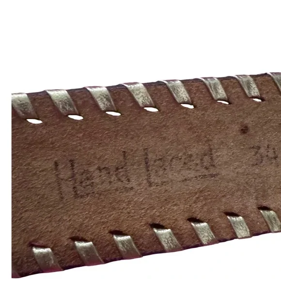 Vintage Kenny Rogers Hand Laced Top Grain Saddle Leather Belt Oak Leaf Acorn 34 - Picture 7 of 10